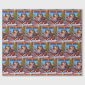 新しいサドルウィッシュブックを備えたソファ上のクリスマスウマ ラッピングペーパー (フラット)