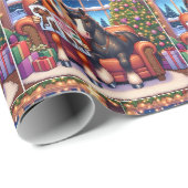 新しいサドルウィッシュブックを備えたソファ上のクリスマスウマ ラッピングペーパー (ロールコーナー)