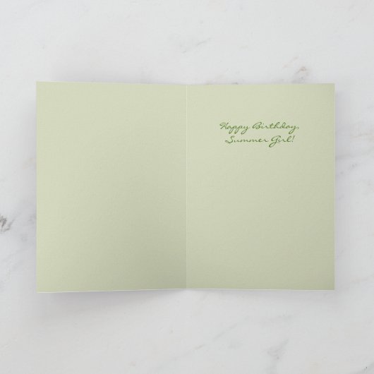 新しいサマーガール誕生日カード カード (内部)