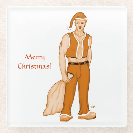 新しいサンタクロース – メリークリスマス！ ガラスコースター (正面)