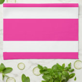 新しいショッキングピンク及び白のストライプな台所タオルのギフト キッチンタオル (折り畳み)