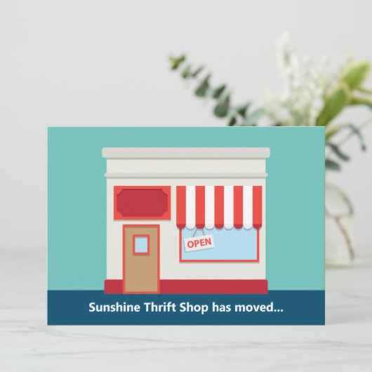 新しいショップのかわいいグランドオープンのお知らせ、または店舗移転のお知らせ 案内状 (スタンド正面)