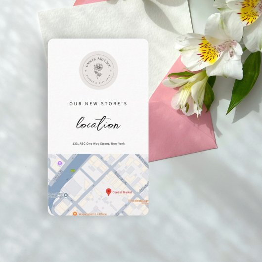 新しいショップの場所マップのビジネスロゴのミニマリスト コーリングカード