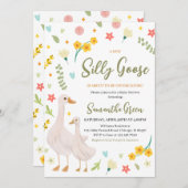 新しいシリ―なガチョウのベビーシャワー 招待状 (正面/裏面)