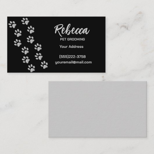 新しいシルバードッグポーズパターンペットグルーミングサービス 名刺 (正面/裏面)