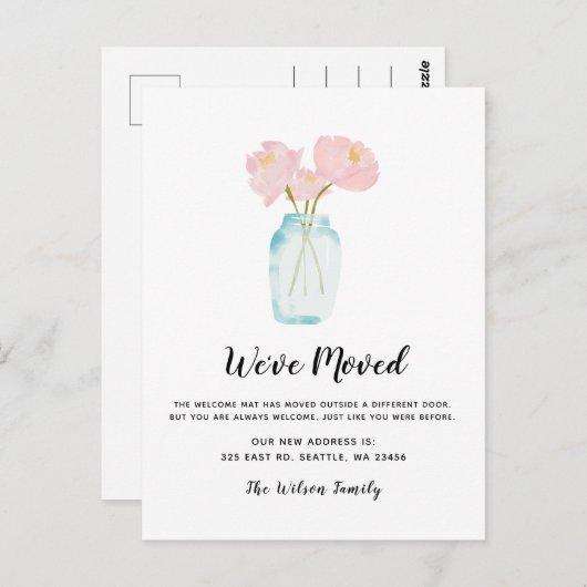 新しいシンプルアドレスを移動したフローラ ポストカード (正面/裏面)