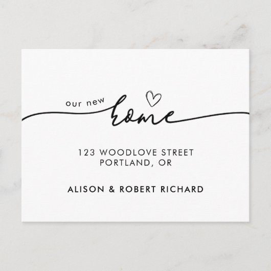新しいシンプルホーム新しい住所の引越しのお知らせ ポストカード (正面)