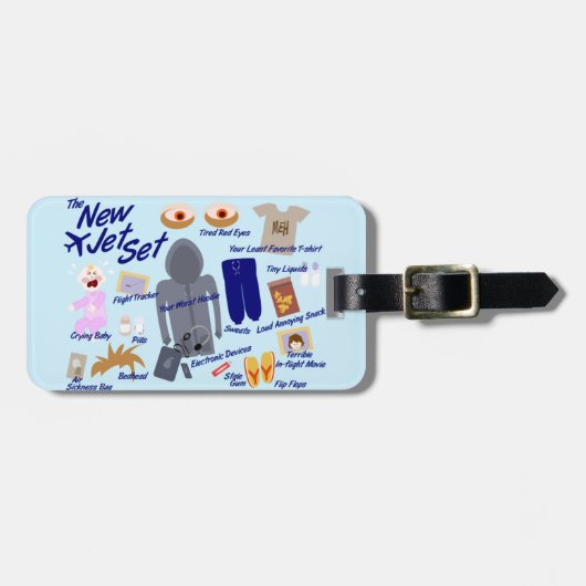 新しいジェットセット空おもしろい気旅行の漫画 ラゲッジタグ (正面横)