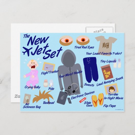 新しいジェットセット空おもしろい気旅行漫画パロディ ポストカード (正面/裏面)