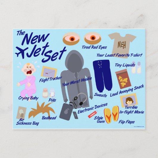新しいジェットセット空おもしろい気旅行漫画パロディ ポストカード (正面)