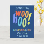 新しいジョブおめでとうおもしろいタイポグラフィ カード (黄色い花)