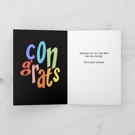 新しいジョブのおめでとうおもしろいタイポグラフィカード カード (内部)