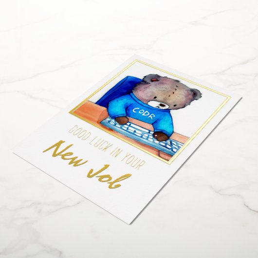 新しいジョブの幸運おめでとうカード 箔招待状 (回転した状態)