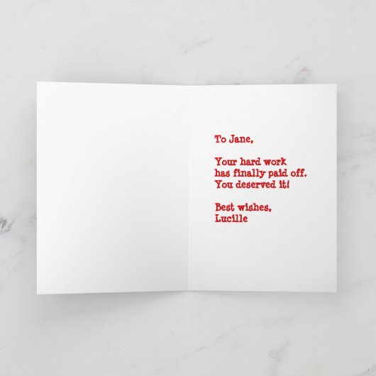 新しいジョブカードのご利用おめでとうございます カード (内部)