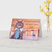 新しいジョブ子猫グリーティングカード カード (黄色い花)