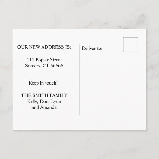 新しいスイートホームの動きを知らせる 案内ポストカード (裏面)