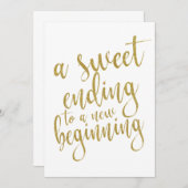 新しいスタートにふさわしい甘い結末のオシャレな看板 招待状 (正面/裏面)