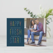 新しいスタートのお知らせ ネイビー 引っ越しのお知らせ シーズンカード (スタンド正面)