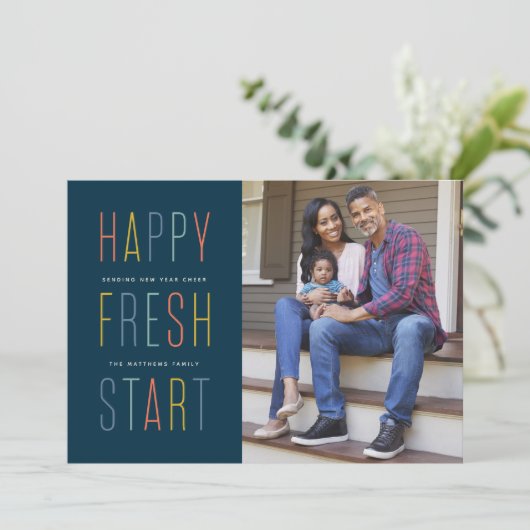 新しいスタートのお知らせ ネイビー 引っ越しのお知らせ シーズンカード (スタンド正面)