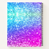 新しいスタートの金色のユニコーン グリッター モノグラム 大きな ノートブック (裏面)