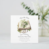 新しいスタートを切るためのフラットなSave The Dateカード「新しい始まり」 セーブザデート (スタンド正面)