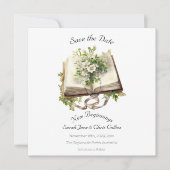 新しいスタートを切るためのフラットなSave The Dateカード「新しい始まり」 セーブザデート (正面)