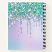 新しいスタートアクアブルー ドリップス モノグラム ラージ ノートブック (裏面)