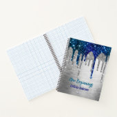 新しいスタート 青い銀の涙がしたたる 大きなイニシャル ノートブック (内部)