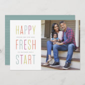 新しいスタートhappy new yearカラフルフォトカード シーズンカード (正面/裏面)