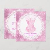 新しいスパークルピンクのコルセットがPrettyでエレガントなレース 招待状 (正面/裏面)