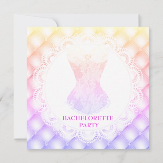 新しいスパークルピンクのコルセット プレティ ダイヤモンドレース 招待状 (正面)