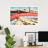 新しいスミルナビーチフロリダFL古い旅行お土産 ポスター (ホームオフィス)