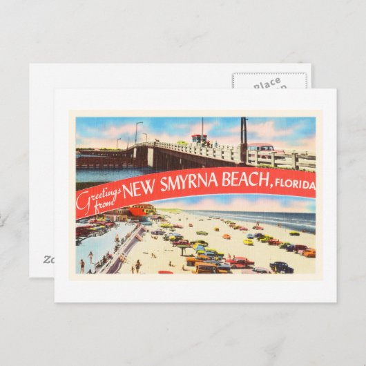 新しいスミルナビーチフロリダFL古い旅行お土産 ポストカード (正面/裏面)