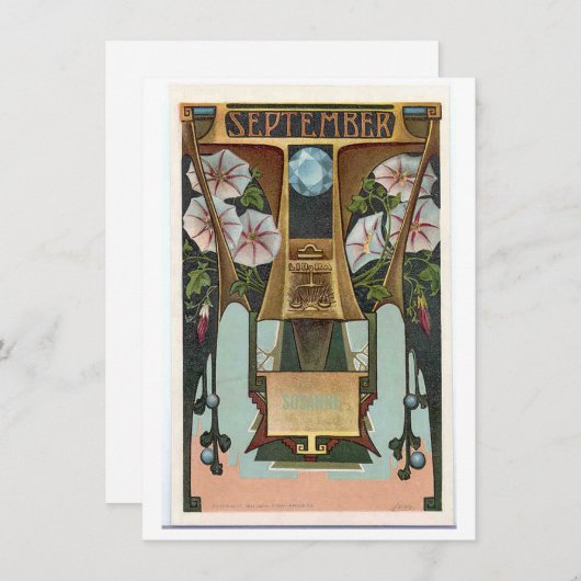 新しいセプテンバースティー〔占星術の〕十二宮図招待状 招待状 (正面/裏面)