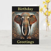 新しいゾウ誕生日カード カード (黄色い花)