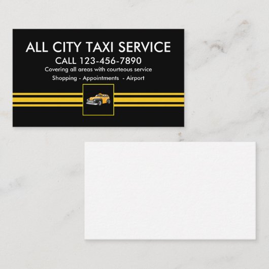 新しいタクシーサービスのビジネスプロファイル 予約カード (正面/裏面)
