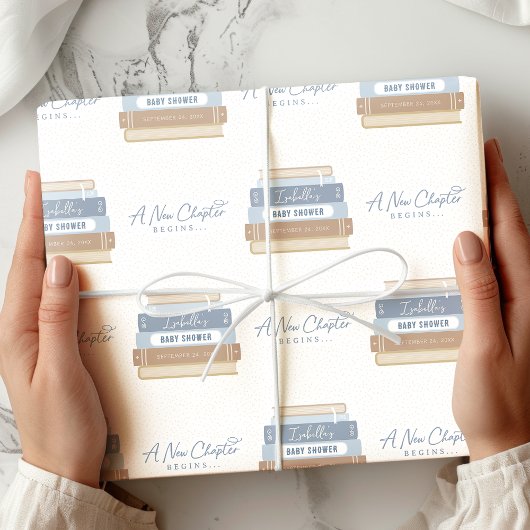 新しいチャプターがストーリカスタムブックを始める赤ちゃんシャワー ラッピングペーパー