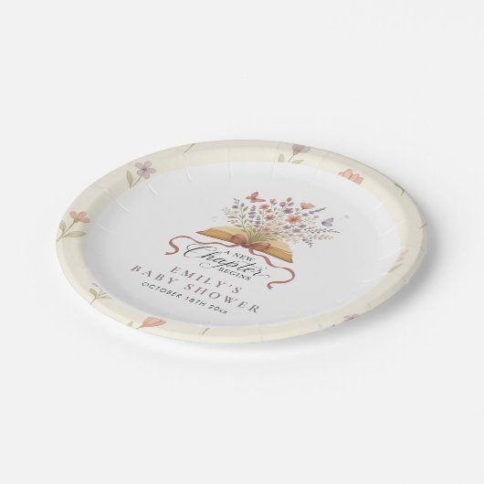 新しいチャプターがストーリーブックのベビーシャワーを開始 ペーパープレート (アングル)