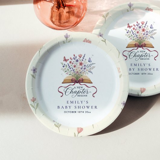 新しいチャプターがストーリーブックのベビーシャワーを開始 ペーパープレート