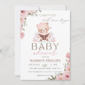 新しいチャプターがテディガールピンクの赤ちゃんシャワーを始める 招待状 (正面)