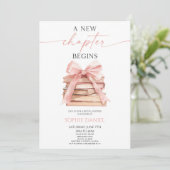 新しいチャプターがピンクボウの本をブライダルシャワー 招待状 (スタンド正面)