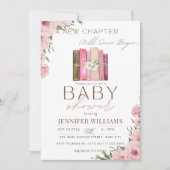 新しいチャプターがフローラガールピンクの赤ちゃんシャワーを始める 招待状 (正面)