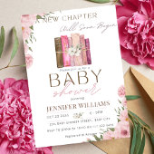 新しいチャプターがフローラガールピンクの赤ちゃんシャワーを始める 招待状