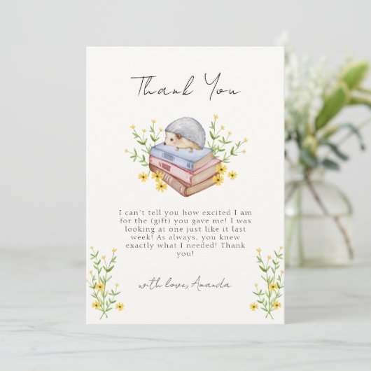 新しいチャプターがフローラハリネズミの赤ちゃんシャワーを始める サンキューカード (スタンド正面)