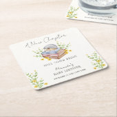 新しいチャプターがフローラハリネズミの赤ちゃんシャワーを始める スクエアペーパーコースター (アングル)