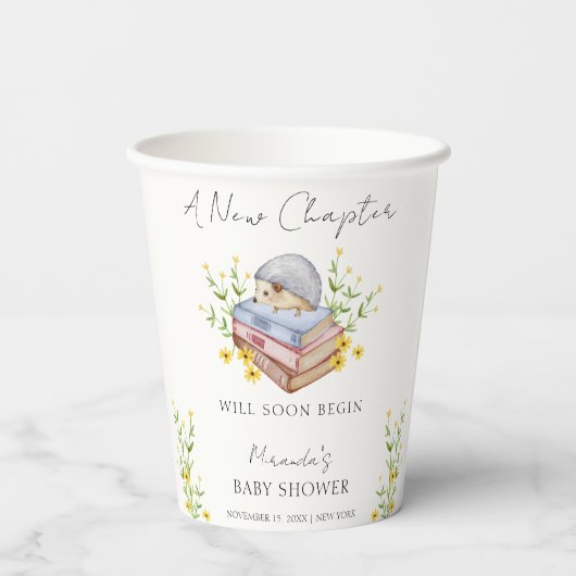 新しいチャプターがフローラハリネズミの赤ちゃんシャワーを始める 紙コップ (裏面)
