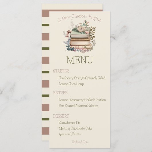 新しいチャプターがブックのブライダルシャワーメニューを開始 メニュー (正面/裏面)