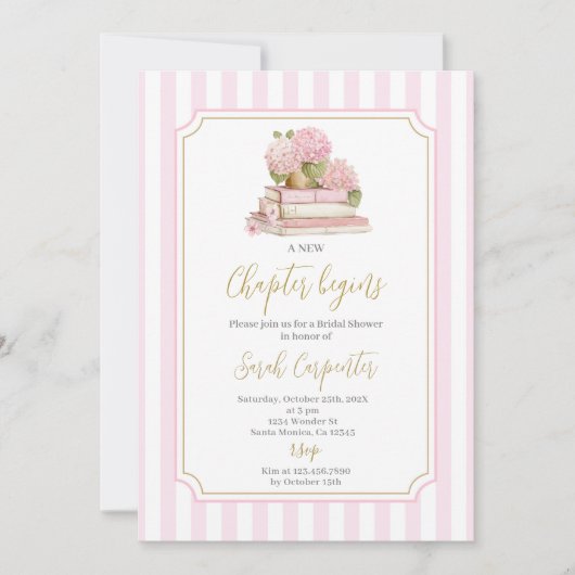 新しいチャプターがブライダルシャワーの招待状を開始 招待状 (正面)