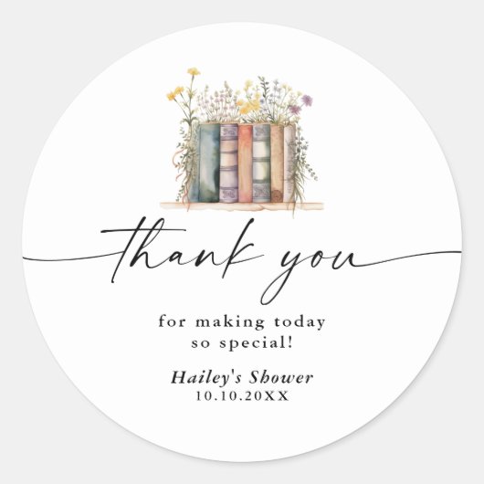 新しいチャプターがワイルドフラワーベイビーシャワーを開始 ラウンドシール (正面)