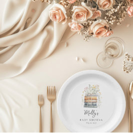 新しいチャプターがワイルドフラワー本の赤ちゃんシャワーを始める ペーパープレート